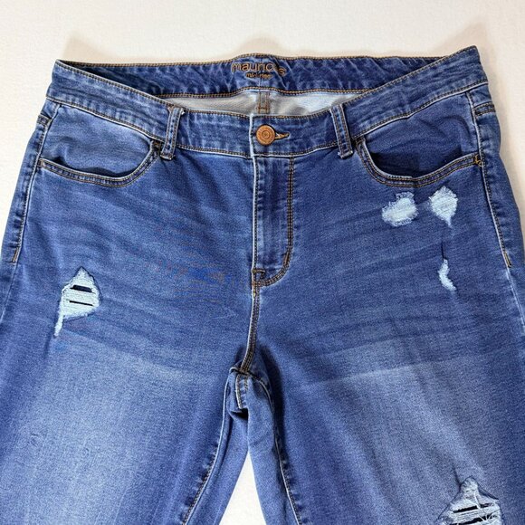 Maurices Mid Rise Skinny Jeans Womens 16W Distressed Stretch Blue Denim Plus Siz - Picture 6 of 12
